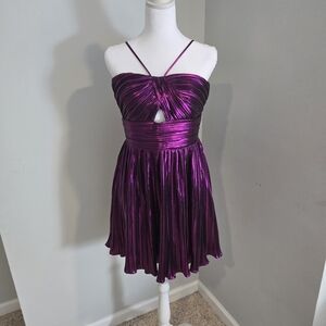 City Studios Juniors Metallic Purple Pleated Homecoming Prom Mini Dress  11/12‎